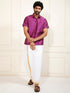 Men's Purple Silk Blend Ethnic Shirt